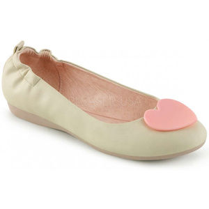 Foldable Cream Ballet Flats with Hearts Size 11